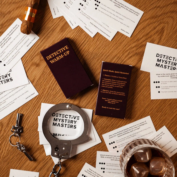 Detective Warm-Up trivia game from the Ultimate Mystery Bundle, featuring quick-fire questions and strategic thinking for all ages.